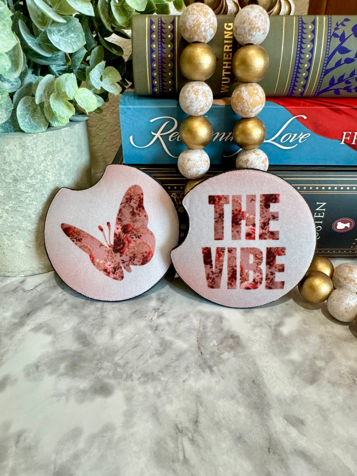 Pink Floral Car Coasters