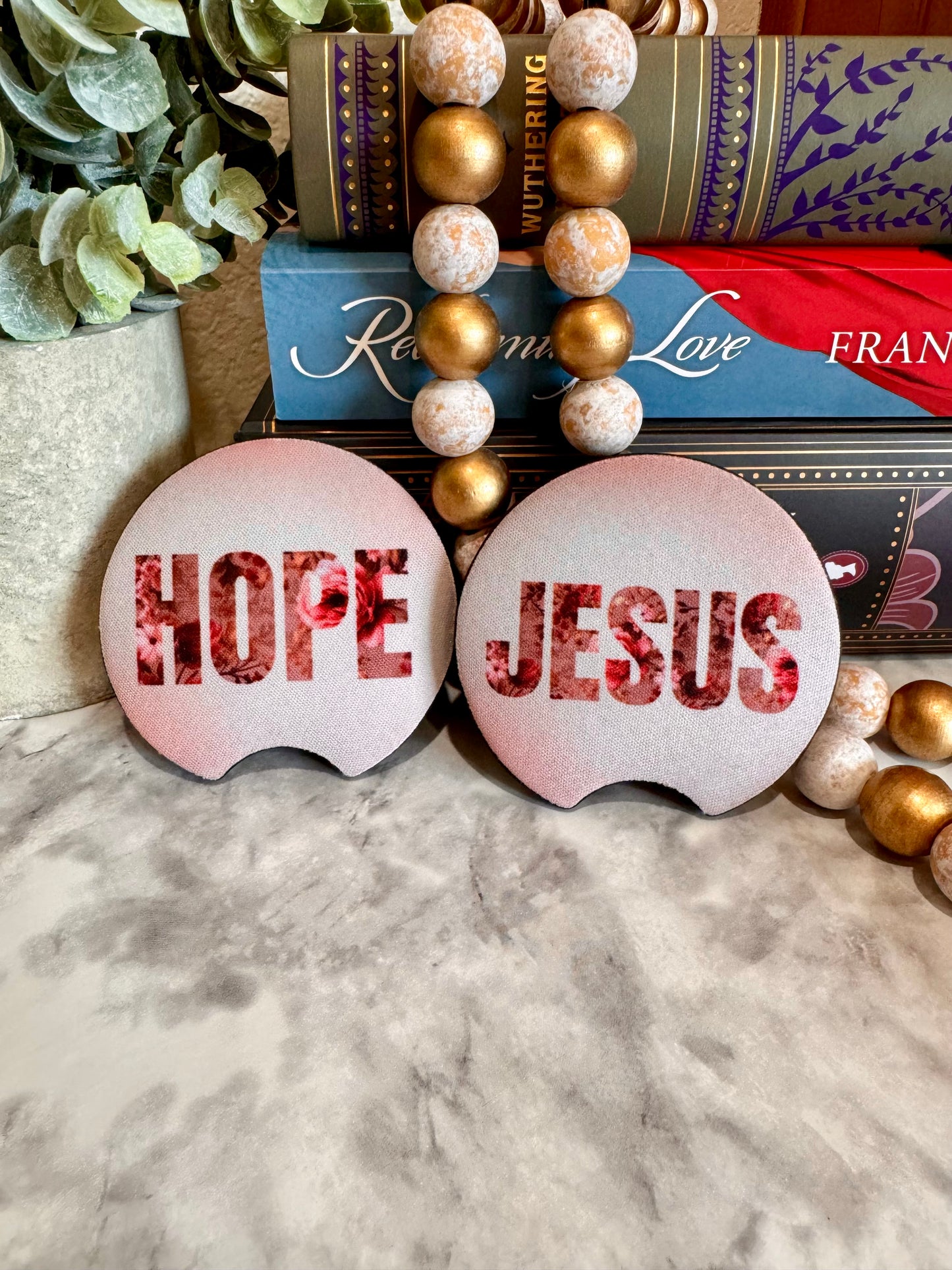 Pink Floral Car Coasters