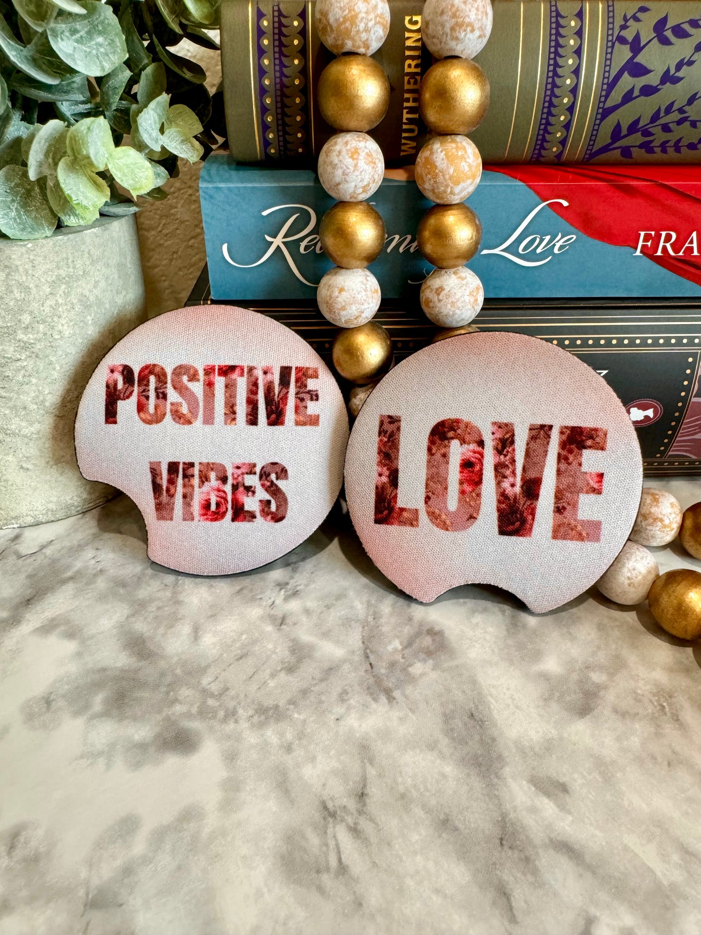 Pink Floral Car Coasters