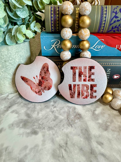 Pink Floral Car Coasters